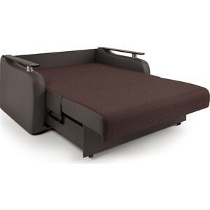 Диван-кровать Шарм-Дизайн Гранд Д 100 рогожка шоколад и экокожа шоколад
