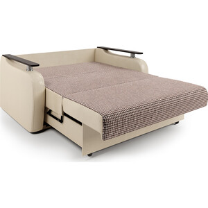 Диван-кровать Шарм-Дизайн Гранд Д 120 Корфу коричневый и экокожа беж