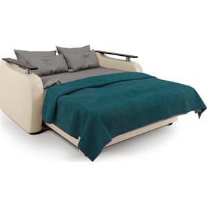 Диван-кровать Шарм-Дизайн Гранд Д 120 Корфу коричневый и экокожа беж