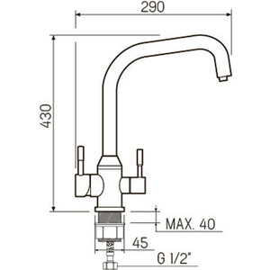 Смеситель для кухни РМС SUS124 под фильтр, нержавеющая сталь (SUS124-017F-015)