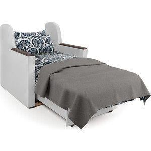 Кресло-кровать Шарм-Дизайн Аккорд Д серая рогожка и экокожа белая
