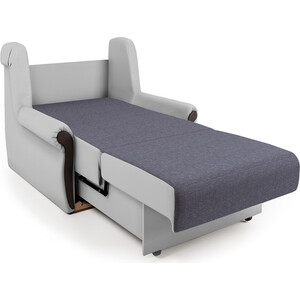Кресло-кровать Шарм-Дизайн Аккорд М серая рогожка и экокожа белая