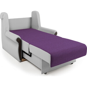 фото Кресло-кровать шарм-дизайн аккорд м фиолетовая рогожка и экокожа белая