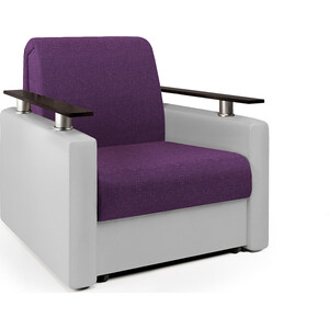 фото Кресло-кровать шарм-дизайн шарм фиолетовая рогожка и экокожа белая
