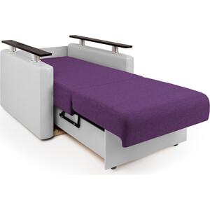 фото Кресло-кровать шарм-дизайн шарм фиолетовая рогожка и экокожа белая