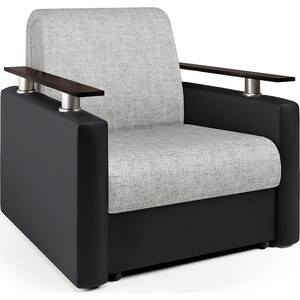фото Кресло-кровать шарм-дизайн шарм экокожа черная и серый шенилл