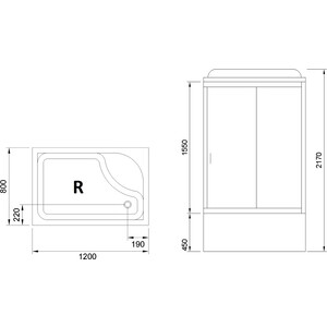 Душевая кабина Royal Bath BP 120x80 правая, стекло белое/рифленое (RB8120BP5-WC-CH-R)