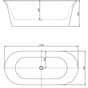 Акриловая ванна Aquanet Smart 170х80 черная глянцевая Gloss Finish (261053)