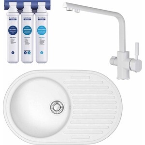 Кухонная мойка и смеситель Glanz J-011-31 с фильтром Барьер Эксперт, белая, матовая, с сифоном (J-011-31, 40144-10-BWT), J-011-31 с фильтром Барьер Эксперт, белая, матовая, с сифоном (J-011-31, 40144-10-BWT)
Кухонная мойка и смеситель Glanz J-011-31 с фильтром Барьер Эксперт, белая, матовая, с сифоном (J-011-31, 40144-10-BWT), J-011-31 с фильтром Барьер Эксперт, белая, матовая, с сифоном (J-011-31, 40144-10-BWT)