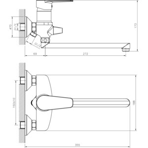 Комплект смесителей Decoroom для раковины и ванны, с душем, хром (DR72011, DR72043)