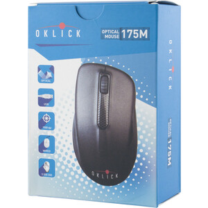 Мышь Oklick 175M черный оптическая (1000dpi) USB (2but)