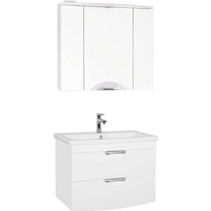 Зеркальный шкаф Style line Жасмин-2 Люкс 80 с подсветкой, белый (ЛС-000010036)