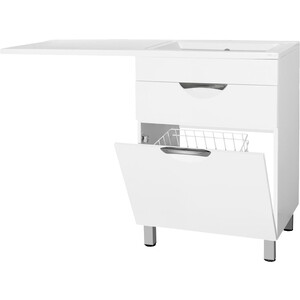 Мебель для ванной Style line Жасмин 60 (120R) с бельевой корзиной, под стиральную машину, белая