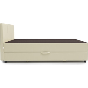 Кровать Шарм-Дизайн Классика 140 рогожка шоколад и экокожа беж