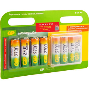 Аккумулятор GP Rechargeable 2700AAHC AA NiMH 2700mAh (8шт) блистер, Rechargeable 2700AAHC AA NiMH 2700mAh (8шт) блистер
Аккумулятор GP Rechargeable 2700AAHC AA NiMH 2700mAh (8шт) блистер, Rechargeable 2700AAHC AA NiMH 2700mAh (8шт) блистер