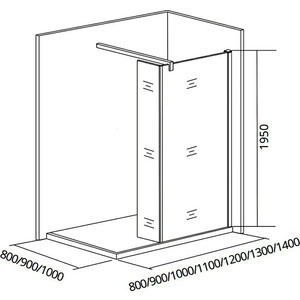 Душевая перегородка Good Door Walk-In SP2 100х90 прозрачный, черный (SP2-100-C-B)