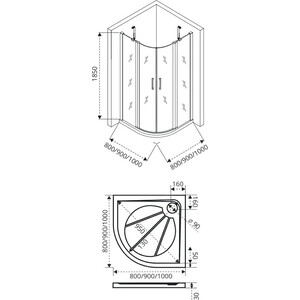 Душевой уголок Good Door Pandora R 100х100 с поддоном, прозрачный с рисунком Тростник, хром