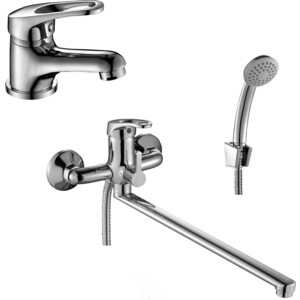 фото Комплект смесителей rossinka silvermix для раковины и ванны, с душем, хром (b35-32, b35-11)