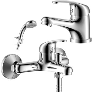 фото Комплект смесителей rossinka silvermix для раковины и ванны, с душем, хром (y35-31, y35-11)