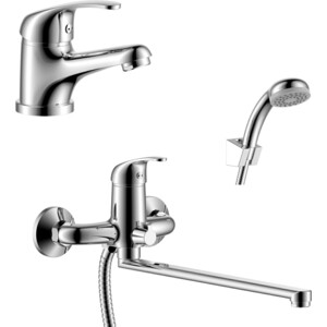 фото Комплект смесителей rossinka silvermix для раковины и ванны, с душем, хром (y35-32, y35-11)