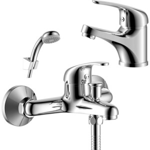 фото Комплект смесителей rossinka silvermix для раковины и ванны, с душем, хром (y35-31, y40-11)