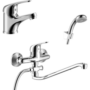 Комплект смесителей Rossinka Silvermix для раковины и ванны, с душем, хром (Y40-35, Y40-11)