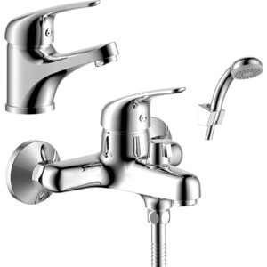 фото Комплект смесителей rossinka silvermix для раковины и ванны, с душем, хром (y40-30, y40-11)