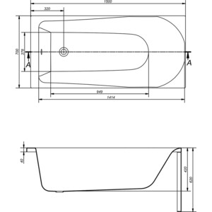 Акриловая ванна Cersanit Flavia 150x70 (WP-FLAVIA*150 / 61485)