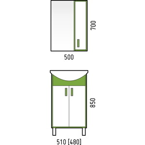 Мебель для ванной Corozo Спектр 50 зеленый/белый