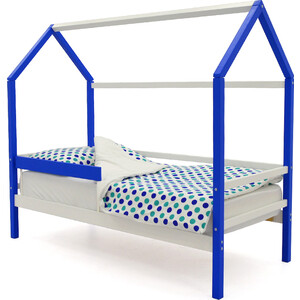 фото Бельмарко детская кровать-домик svogen сине-белый + бортик ограждение