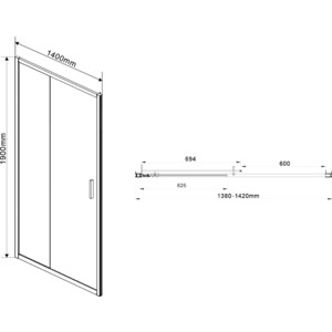 Душевая дверь Vincea Garda VDS-1G 140х190 прозрачная, черная (VDS-1G140CLB)