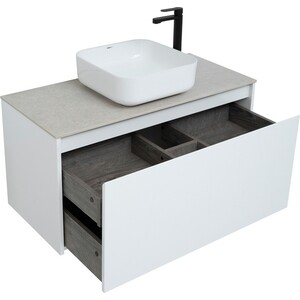 Мебель для ванной Aquanet Nova Lite 100 один ящик, белый глянец/серая