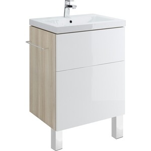 Мебель для ванной Cersanit Smart 60 с ножками, корпус ясень, фасад белый
