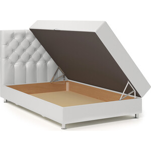 Кровать Шарм-Дизайн Шармэль 140 серая рогожка и белая экокожа