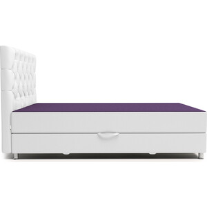Кровать Шарм-Дизайн Шармэль Люкс 140 фиолетовая рогожка и белая экокожа