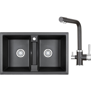 Кухонная мойка и смеситель Granula GR-8101, GR-2015 черный