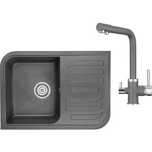 Кухонная мойка и смеситель Granula GR-7001, GR-2015 графит