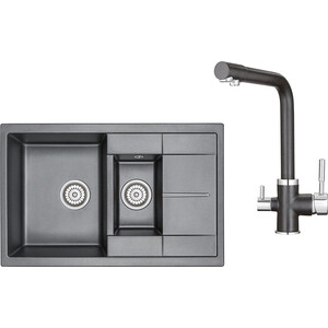 Кухонная мойка и смеситель Granula GR-7802, GR-2015 черный
