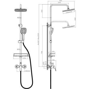 Душевая система Rossinka со смесителем, хром (RS29-45)