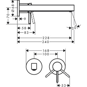 Смеситель для раковины Hansgrohe Finoris для механизма 13622180, с донным клапаном, хром глянцевый (76050000)