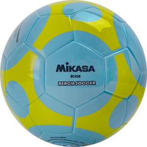фото Мяч для пляжного футбола mikasa bc450, р.5, 32 панели, термосшивка, голубо-желтый