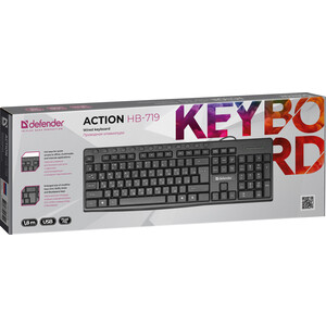 Клавиатура Defender Action HB-719 RU, черный, мультимедиа USB (45719)