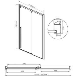 Душевая дверь Vincea Lugano VDS-1L-1 150х195 прозрачная, хром (VDS-1L150CL-1)