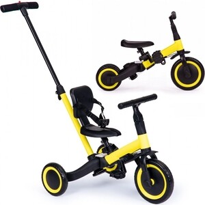 фото Детский беговел-велосипед cs toys knight 4в1 с родительской ручкой, желтый - tr007-yellow