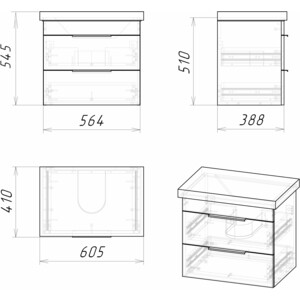 Мебель для ванной Grossman Форта 60х40 дуб галифакс