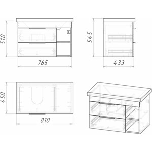 Мебель для ванной Grossman Форта 80х45 темный дуб галифакс