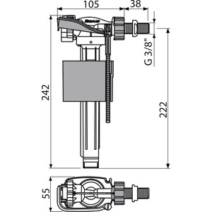 Впускной механизм AlcaPlast с боковой подводкой для керамических бачков (A150-3/8")