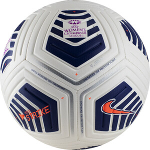 фото Мяч футбольный nike uefa women's cl strike cw7225-100, р. 5, 12 панелей, тпу,маш.сш, бело-черно- оранжевый