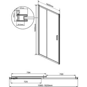 Душевая дверь Vincea Garda VDS-1G 160x190 прозрачная, хром (VDS-1G160CL)