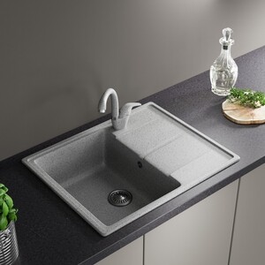 фото Кухонная мойка и смеситель zox zx-gm 05 62х48 с крылом, серая